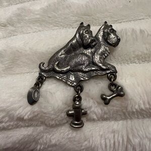 Vintage Dog Magnet with Dog Charms - Pewter